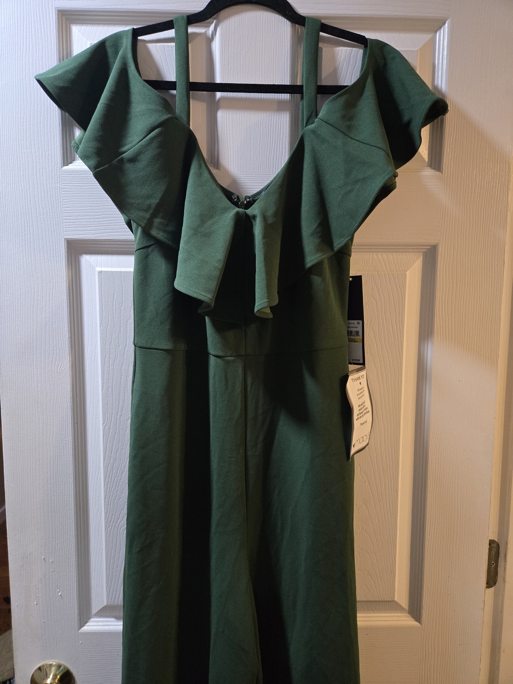 RACHEL Rachel Roy Emerald Green Ruffle-Front Jumpsuit